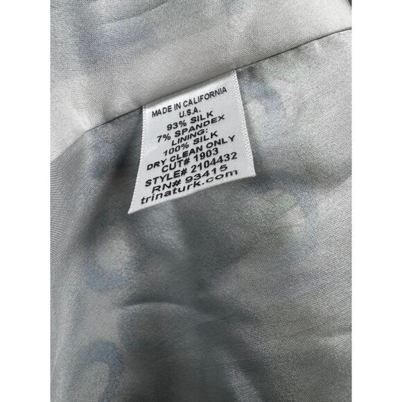 Vintage Trina Turk Silk Mini Dress White Blue Green Halter-Neck Backless Sz 10 - Picture 3 of 4